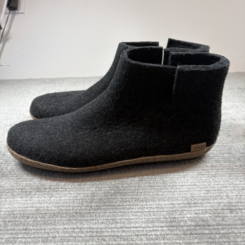 Glerups Wool Leather Charcoal Outsole Slippers Shoe Size 47 EU  US 13